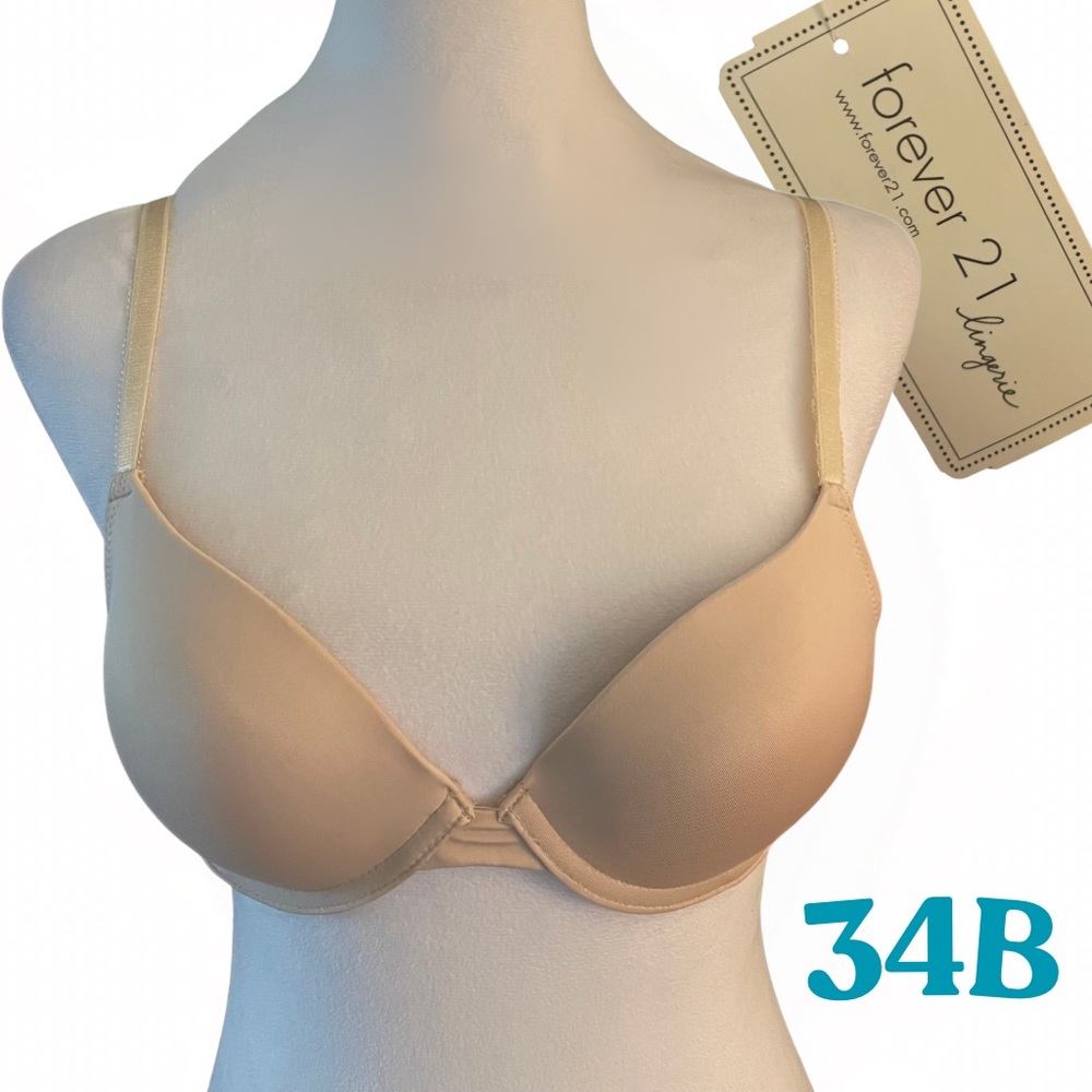 NWT FOREVER 21 Nude Push-Up Bra 34B Underwire Padded Adjustable Straps